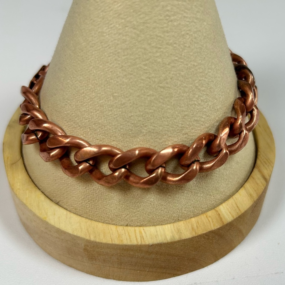 Men’s Unisex Large Heavy Copper Cuban Curb Chain Bracelet 8” Long 10mm Wide
